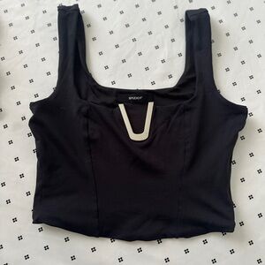 Studio Black Tank Top with White Accent